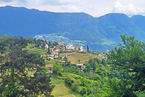 Blick auf Dorf Tirol oberhalb von Meran