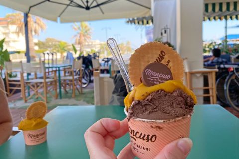 Delicious chocolate ice cream in Tuscany