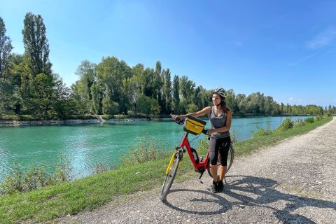 Cyclist on the Adige River