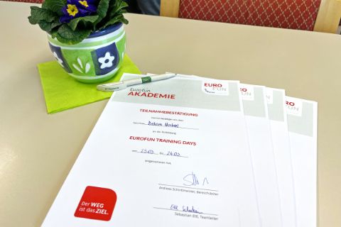 Certificate of participation for the Eurofun Training Days