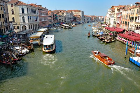 View over the Canal Grande from the Rialto bridge in Venice