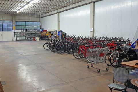 Warehouse with our Eurobike rental bikes