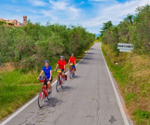 Radfahrer auf dem Weg nach San Gimignano