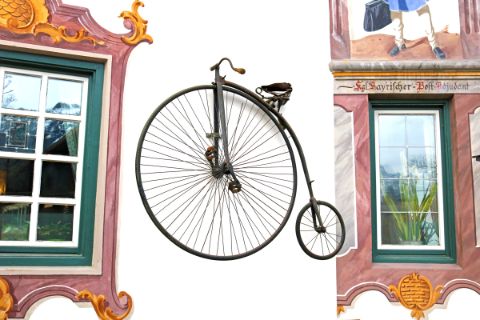 Velocipedes from an 1887 German encyclopedia as a wall decoration