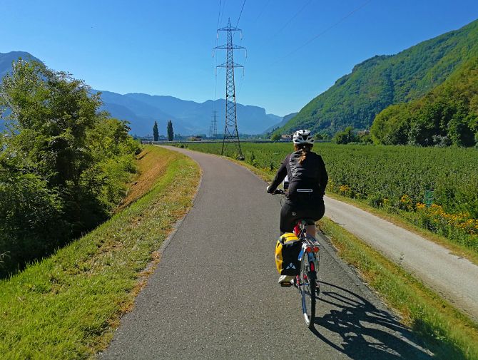 Cyclist at Adige Cycle Path