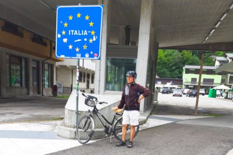 Familie Plachettas Ankunft mit dem Rad in Italien