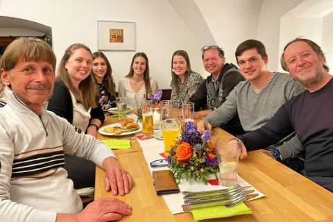 Group at dinner at the Braugasthof