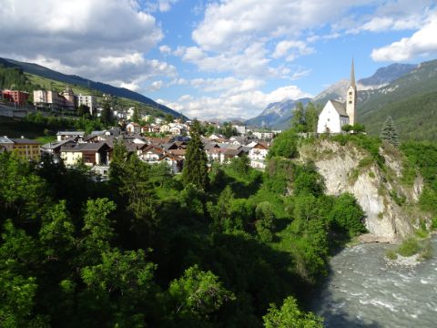 View over Scuol in Switzerland