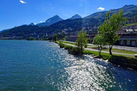 Lake by St. Moritz with sunshine