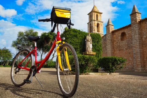 Eurobike bike in front of the church in Son Negre