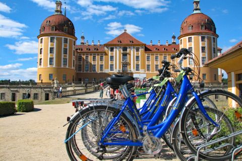 Bikes in front of castle in Dresden