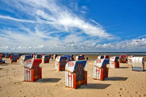 Beach chairs at a beach near Hamburg
