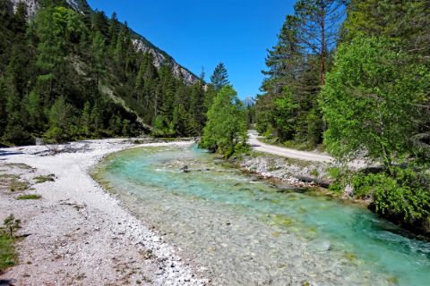 River Isar near by the spring
