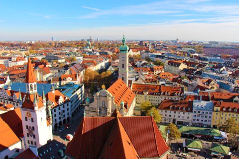 View onto the cityscape of Munich
