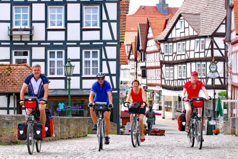 Biker in Melsungen city centre