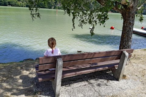Children enjoy the view of the Danube