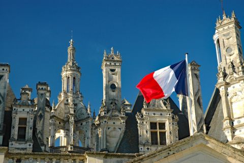 Castle with a flag of France