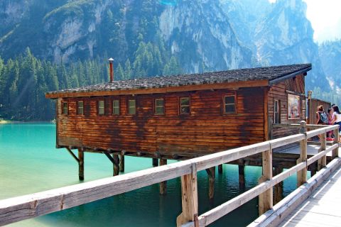 Wooden hut in the lake