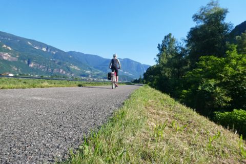 Cyclist at Alto Adige Cycle Path