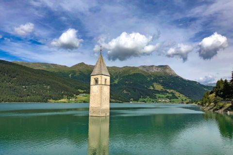 Sunken church of Graun in Lake Resia