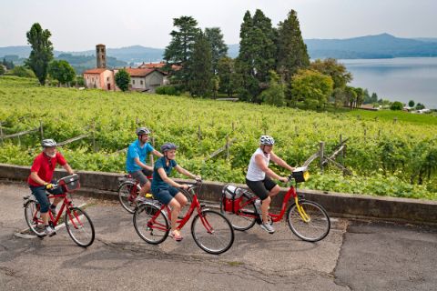 Cyclists at Lake Viverone