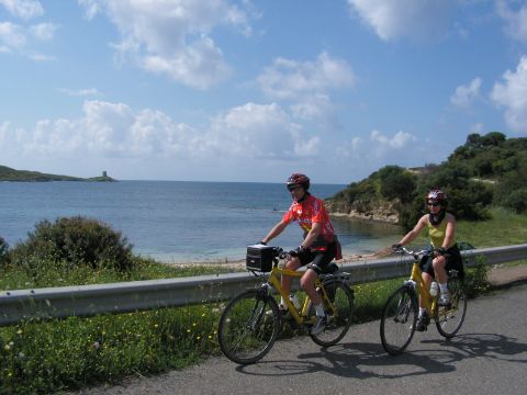 Cyclists at the coast