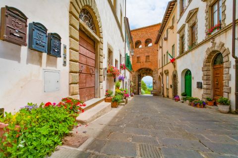 Town gate in Tuscan Montecarlo