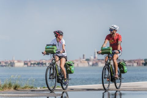 Cyclists on the bike path near Trieste