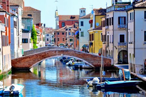 Bridge and colorful houses in Chioggia