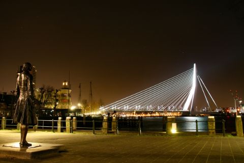 Erasmus bridge at night 