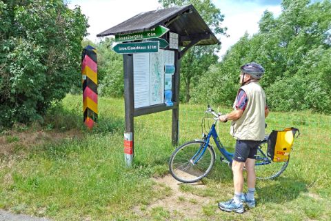A Cyclist looking at a map