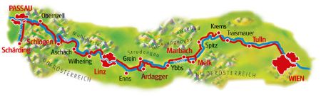 Karte Donau-Radweg Bummlertour