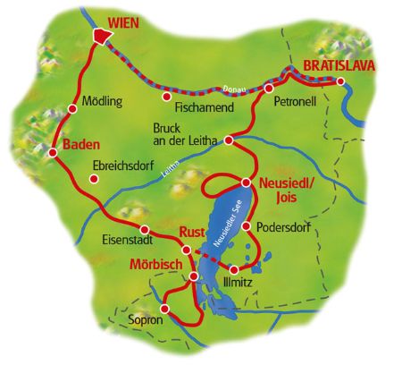 Karte Neusiedlersee Rundfahrt