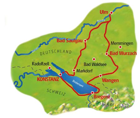 Karte Bodensee & Donau
