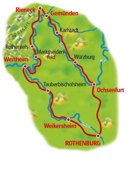 Map Main, Spessart and Tauber Valley