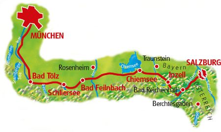 Map Munich - Salzburg