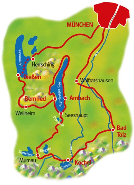 Map Munich's Surrounding Lakes 