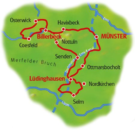 Karte Schlösserschönheiten im Münsterland