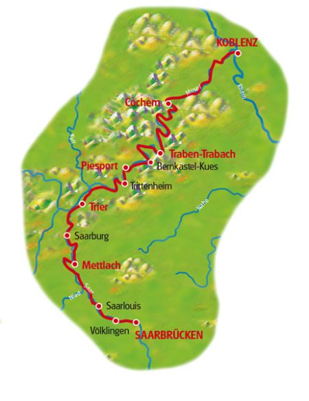 Map Saarbrücken - Coblenz