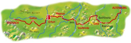 Map thuringian cities chain