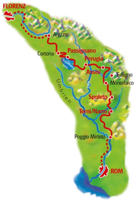 Karte Florenz - Rom