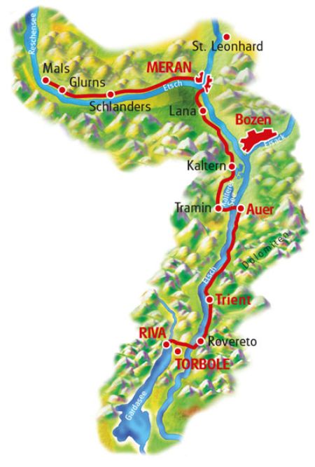 Map Merano - Lake Garda