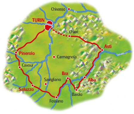 Karte Piemont Rundfahrt