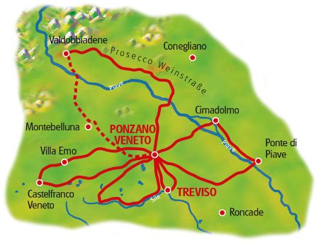 Karte Prosecco Sternfahrt