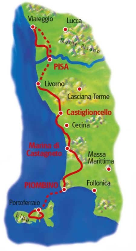 Map Tuscany coast line