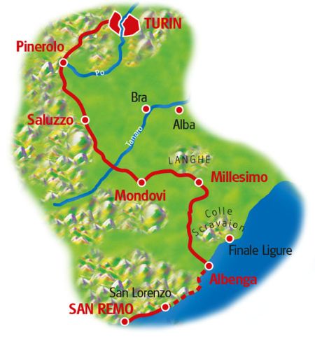 Karte Turin - San Remo