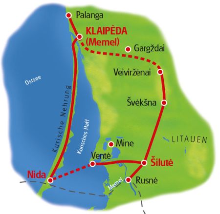 Map Curonian Lagoon and Nemunas River Region