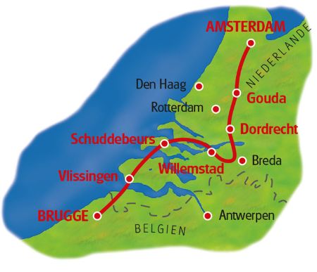 Map Amsterdam - Brugges