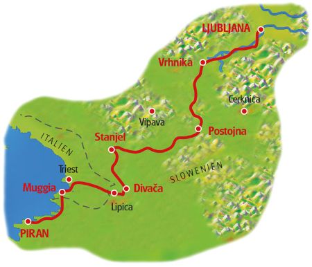 Karte Smaragdroute Slowenien