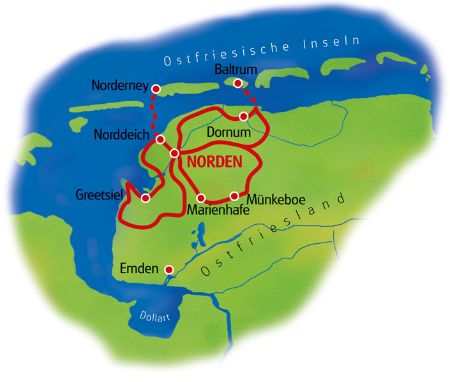 Karte Ostfriesland Sternfahrt